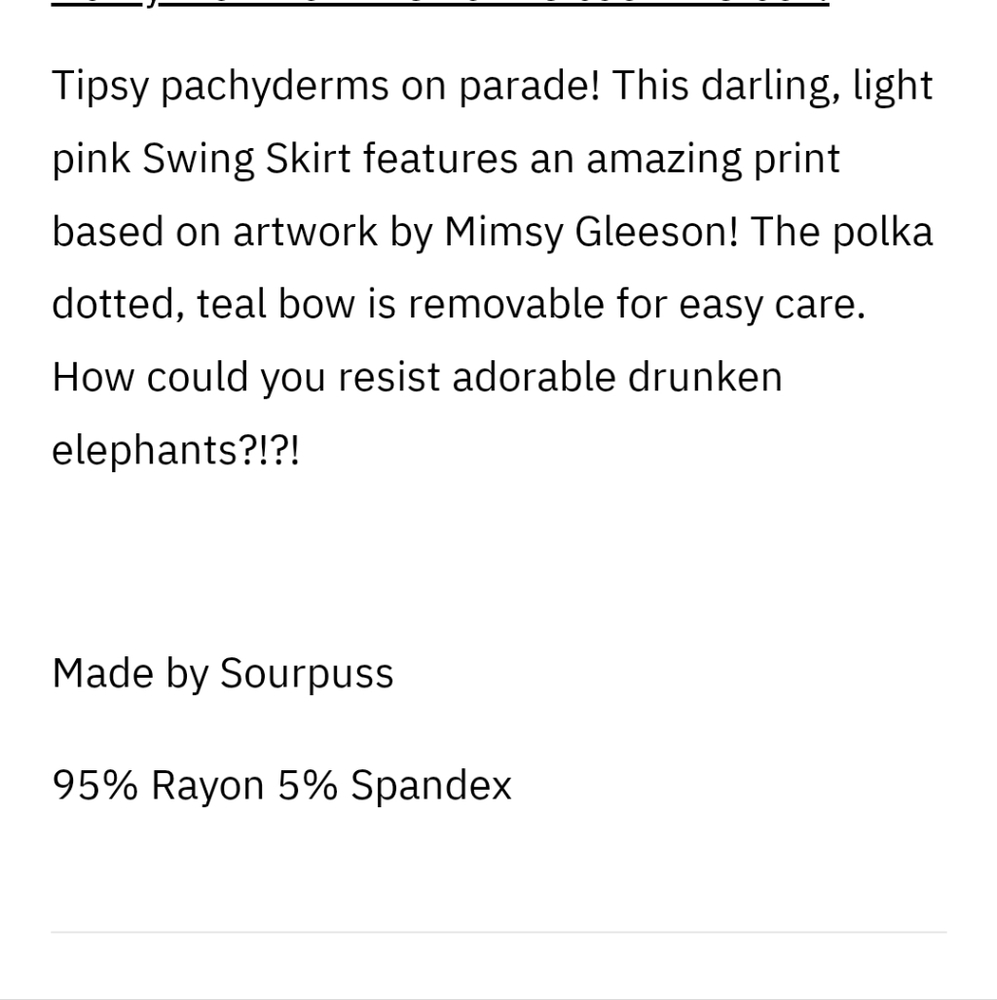 Sourpuss Tipsy Elephant Swing Skirt - Picture 6 of 6